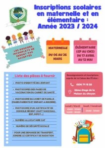 Inscriptions 2023/2024 - Rentrée scolaire