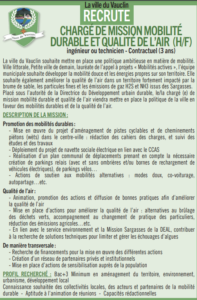 Chargé de missions mobilité durable et qualité de l'air