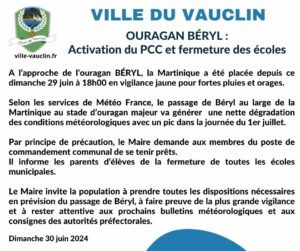 Beryl : PCC et fermeture des écoles