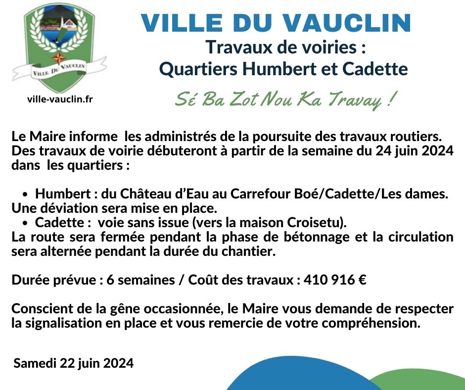 Travaux de voiries Cadette et Humbert