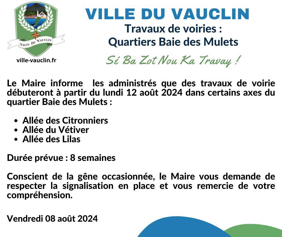 Travaux Baie des Mulets